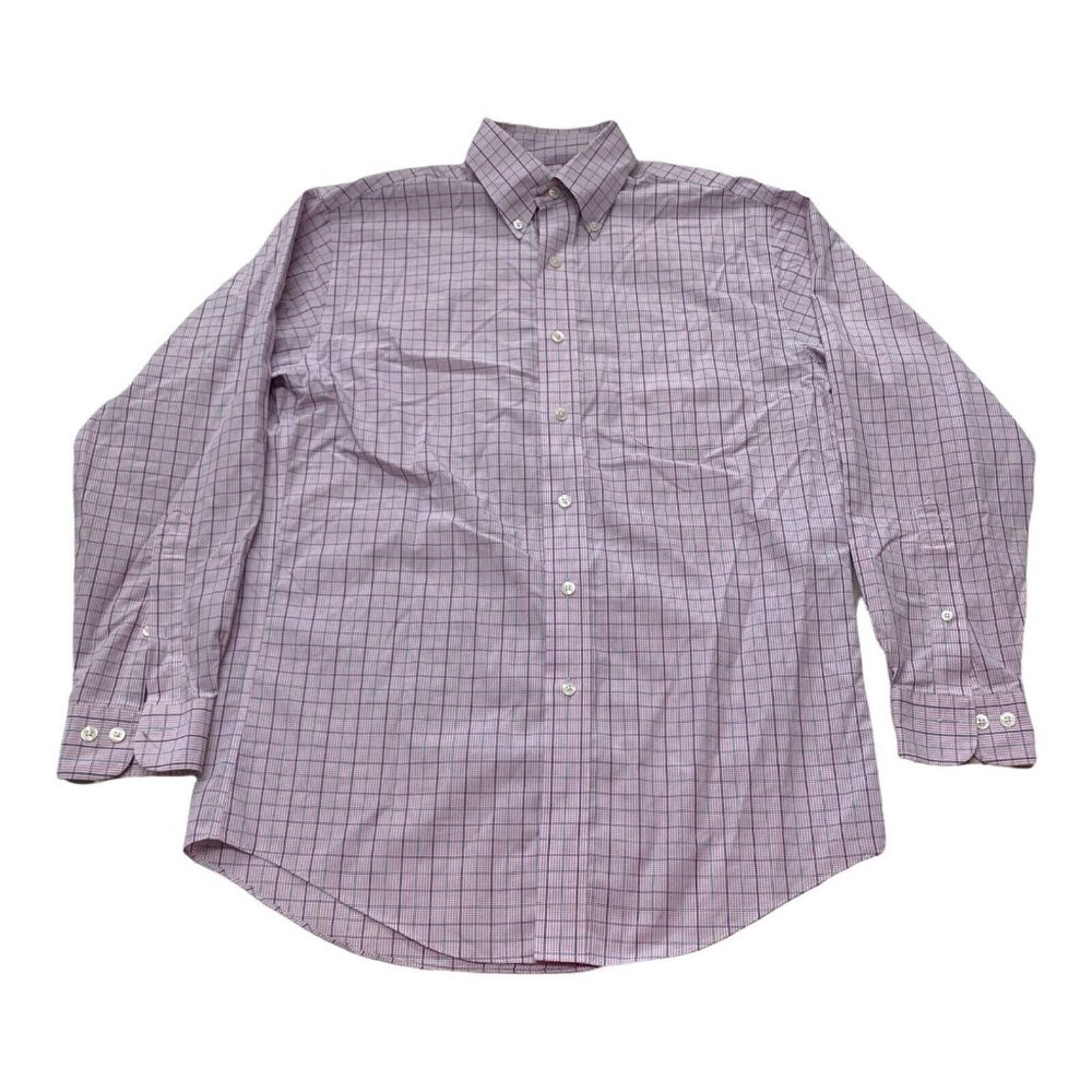 Brooks Brothers Non-Iron All Cotton Pink/Purple/Blue Checked Dress Shirt Small